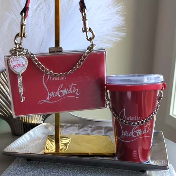 Christian Louboutin Other - Christian Louboutin Paper Shopping Bag Upcycled Novelty Clutch + Tumbler Giftset